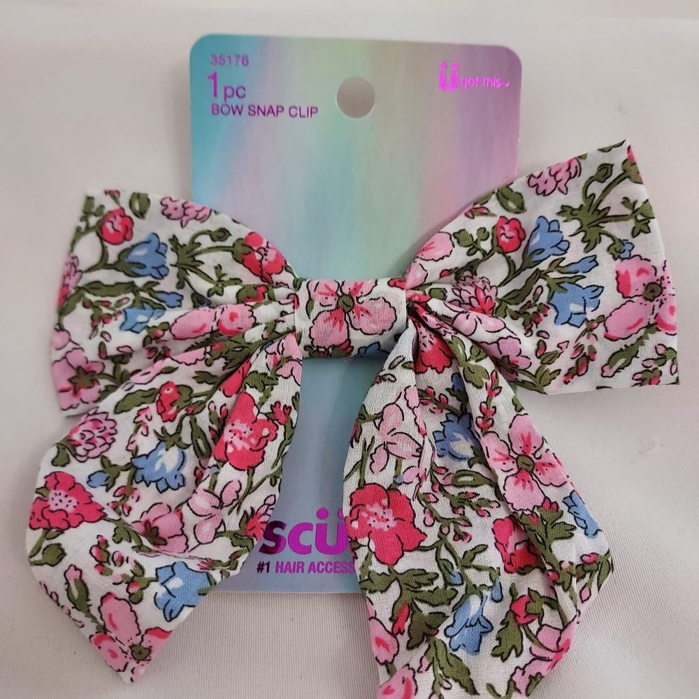 Scunci 1pc Floral Bow Snap Clip - NWT